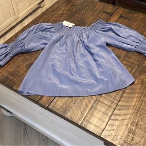 NWT 7 for all Mankind off shoulder periwinkle top Sz XS
